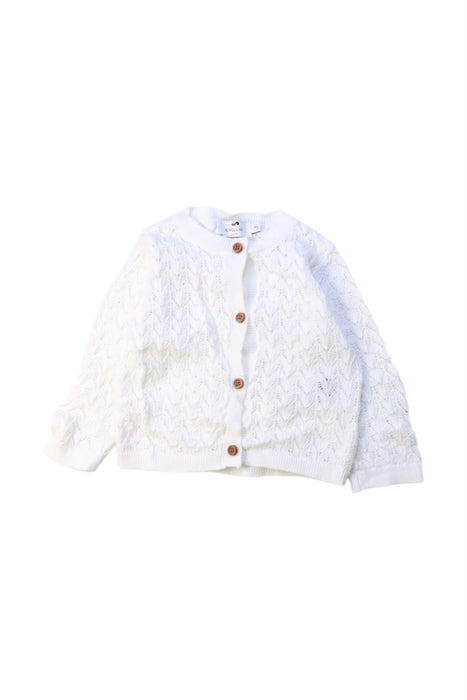 A White Cardigans from Cyrillus in size 6-12M for girl. (Front View)