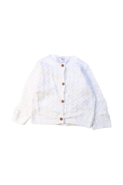 A White Cardigans from Cyrillus in size 6-12M for girl. (Front View)