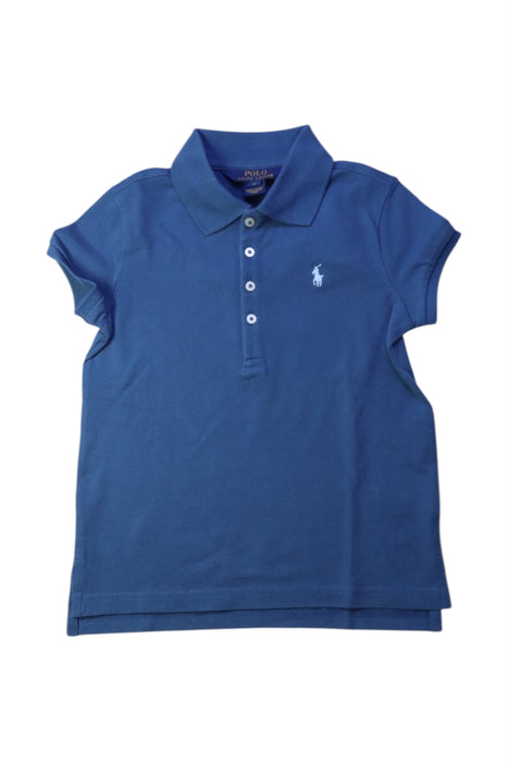 A Blue Short Sleeve Polos from Polo Ralph Lauren in size 6T for girl. (Front View)