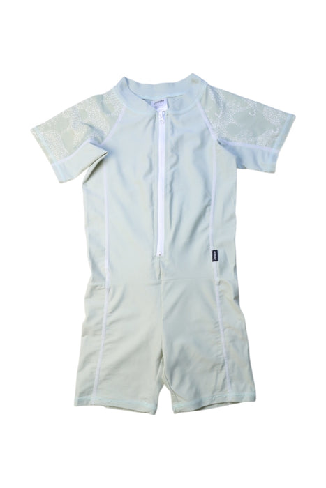 A White Swimsuits from Lindberg in size 2T for neutral. (Front View)