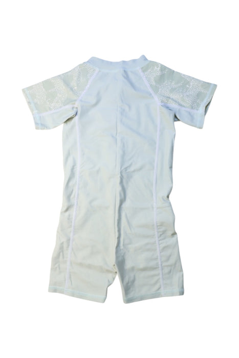 A White Swimsuits from Lindberg in size 2T for neutral. (Back View)