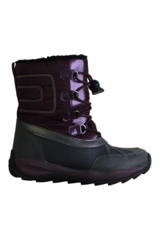 A Burgundy Winter Boots from Geox in size 6T for girl. (Front View)