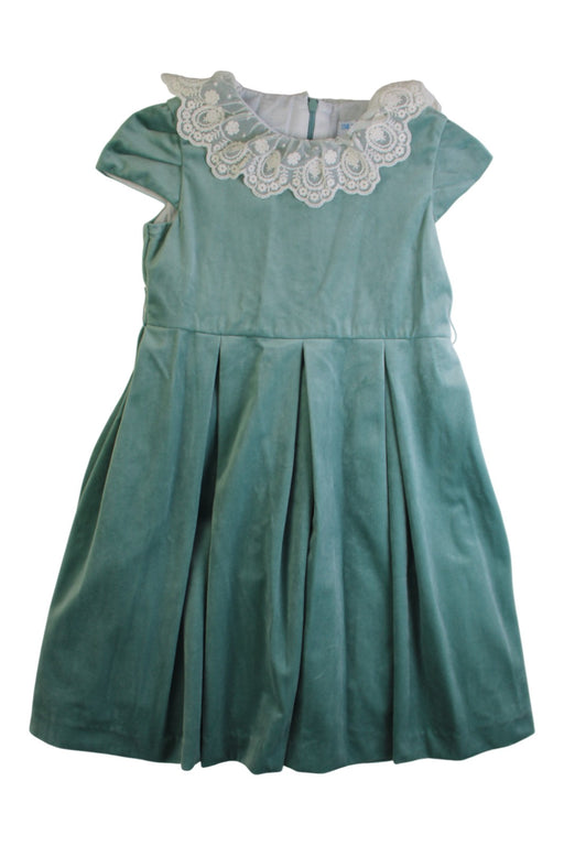 A Green Short Sleeve Dresses from Luli & Me in size 6T for girl. (Front View)