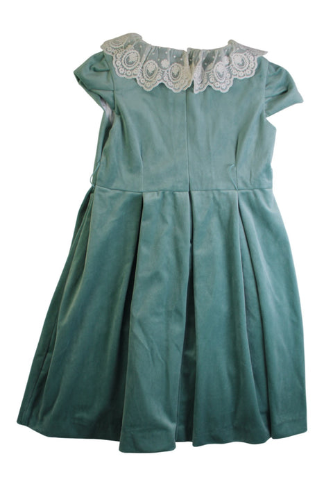 A Green Short Sleeve Dresses from Luli & Me in size 6T for girl. (Back View)