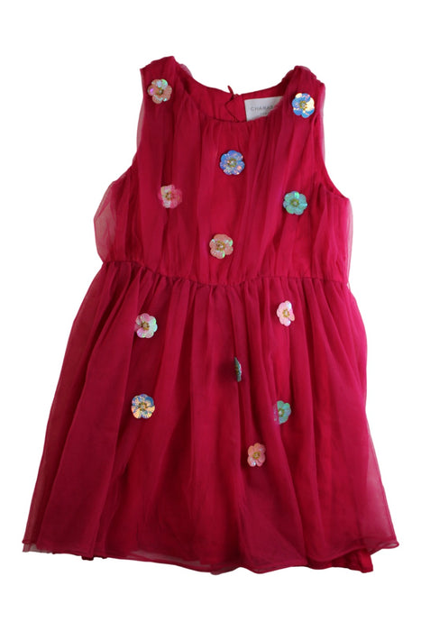 A Pink Sleeveless Dresses from Charabia in size 6T for girl. (Front View)