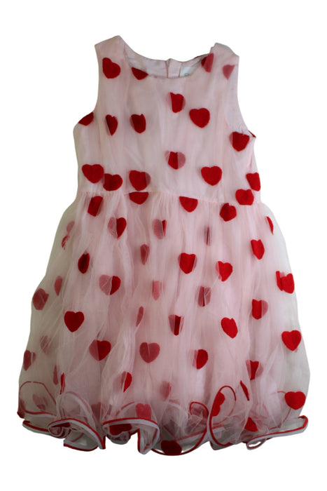 A Red Sleeveless Dresses from Charabia in size 5T for girl. (Front View)