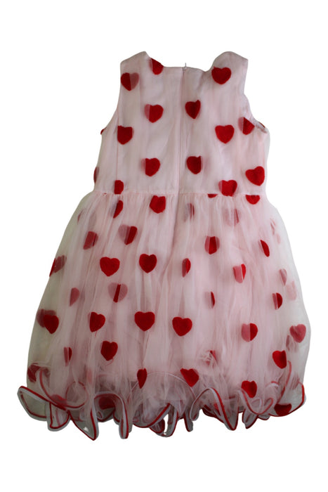 A Red Sleeveless Dresses from Charabia in size 5T for girl. (Back View)