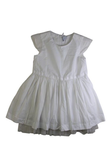 A White Sleeveless Dresses from Petit Bateau in size 6T for girl. (Front View)