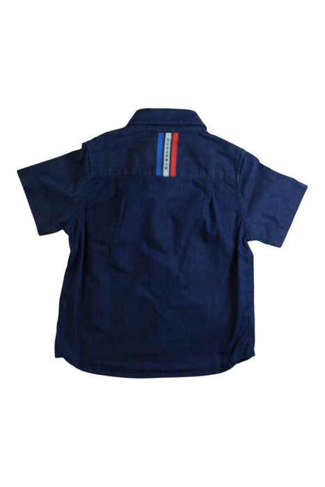 A Navy Short Sleeve Shirts from Sugarman in size 12-18M for boy. (Back View)