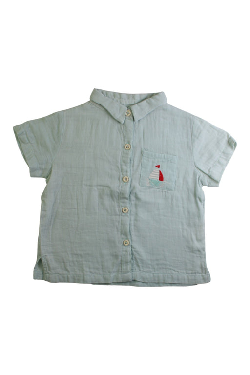 A Green Short Sleeve Polos from Little Green Radicals in size 12-18M for boy. (Front View)