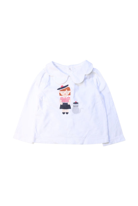 A White Long Sleeve Tops from Jacadi in size 12-18M for girl. (Front View)