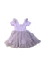 A Purple Short Sleeve Dresses from EleStory in size 12-18M for girl. (Front View)