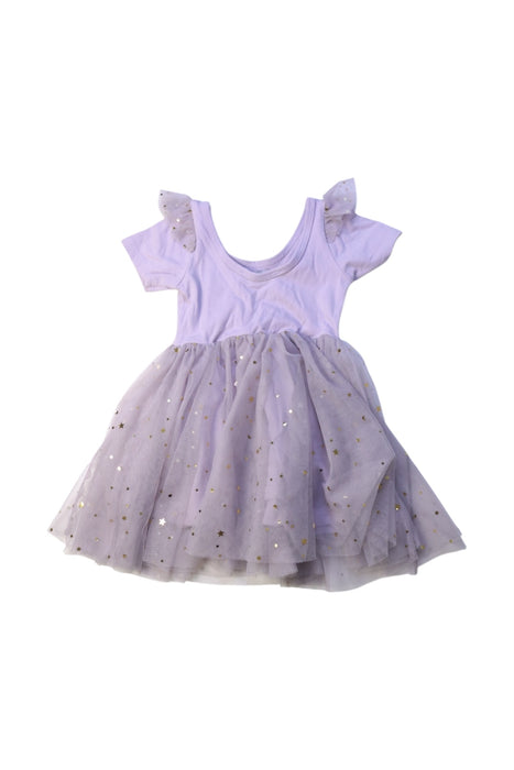 A Purple Short Sleeve Dresses from EleStory in size 12-18M for girl. (Back View)