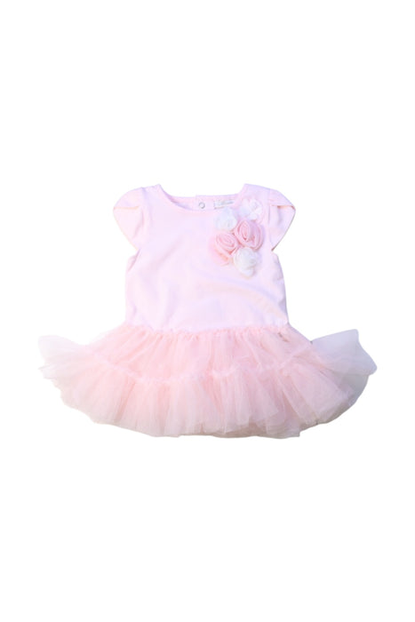 A Pink Short Sleeve Dresses from Miniclasix in size 12-18M for girl. (Front View)