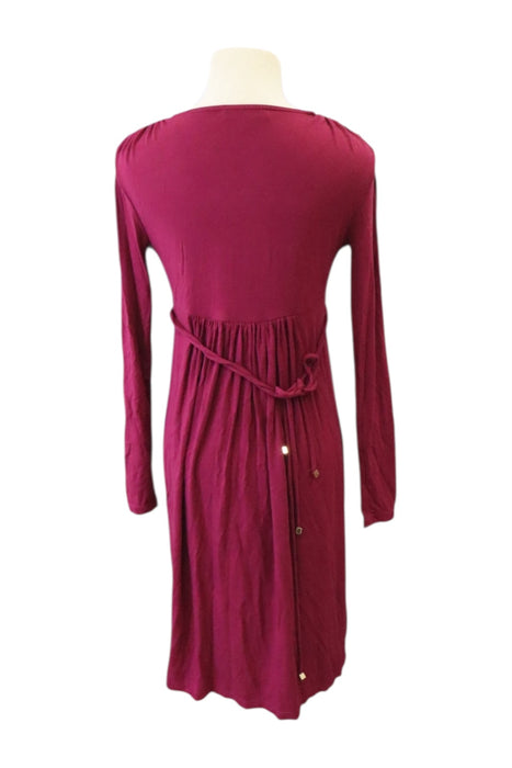 A Burgundy Long Sleeve Dresses from Mayarya in size Maternity-XS for maternity. (Back View)