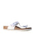 A Silver Sandals from Birkenstock in size 6T for girl. (Front View)