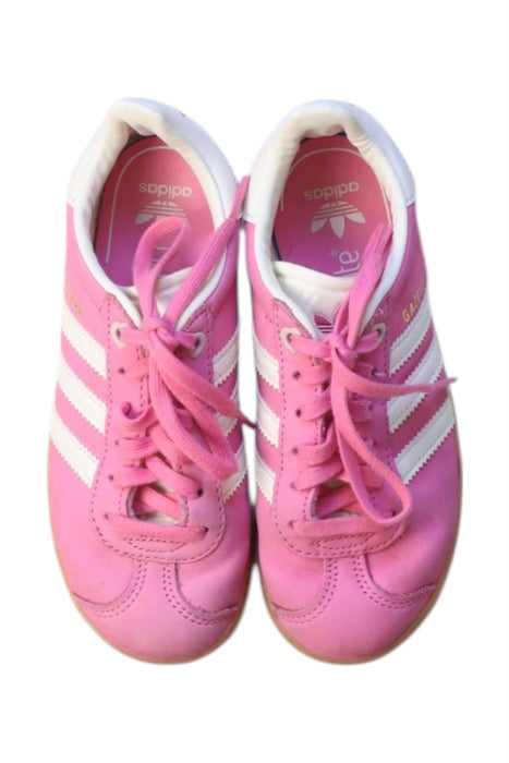 A Pink Sneakers from Adidas in size 6T for girl. (Back View)