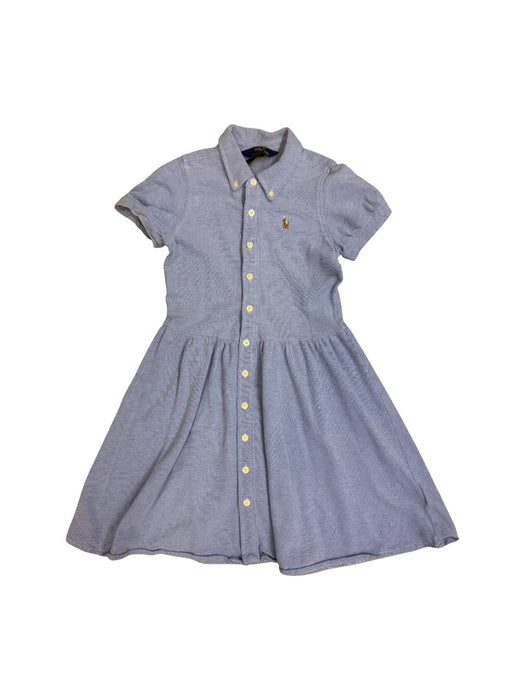 A Blue Short Sleeve Dresses from Polo Ralph Lauren in size 7Y for girl. (Front View)