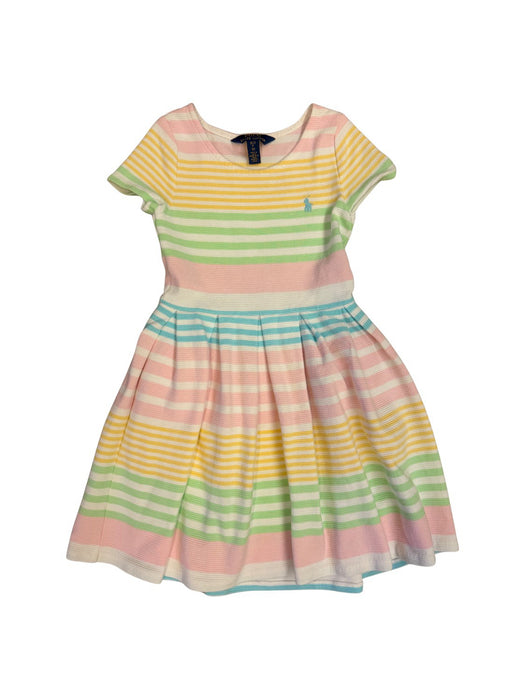 A Pink Short Sleeve Dresses from Polo Ralph Lauren in size 7Y for girl. (Front View)