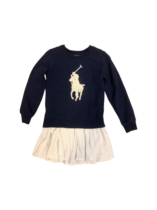 A Navy Long Sleeve Dresses from Polo Ralph Lauren in size 6T for girl. (Front View)