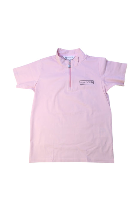 A Pink Short Sleeve Polos from Harcour in size 7Y for girl. (Front View)