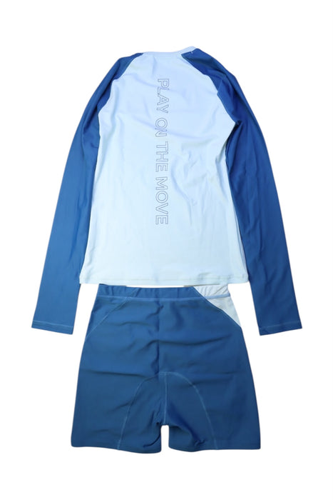 A Blue Rash Guards from Moody Tiger in size 14Y for neutral. (Back View)