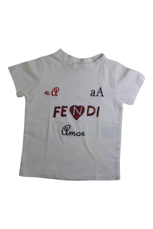 A White Short Sleeve T Shirts from Fendi in size 4T for girl. (Front View)