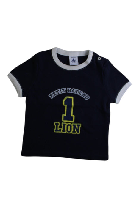 A Black Short Sleeve T Shirts from Petit Bateau in size 12-18M for boy. (Front View)