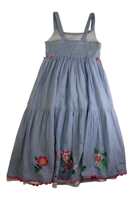 A Blue Sleeveless Dresses from Monsoon in size 7Y for girl. (Back View)