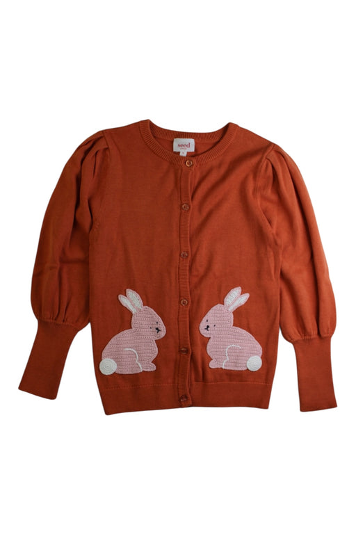 A Orange Cardigans from Seed in size 6T for girl. (Front View)