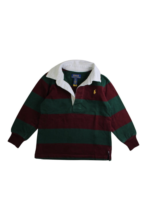 A Burgundy Long Sleeve Polos from Polo Ralph Lauren in size 3T for boy. (Front View)
