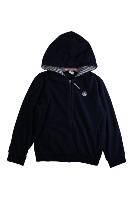 A Navy Hooded Sweatshirts from Petit Bateau in size 6T for boy. (Front View)