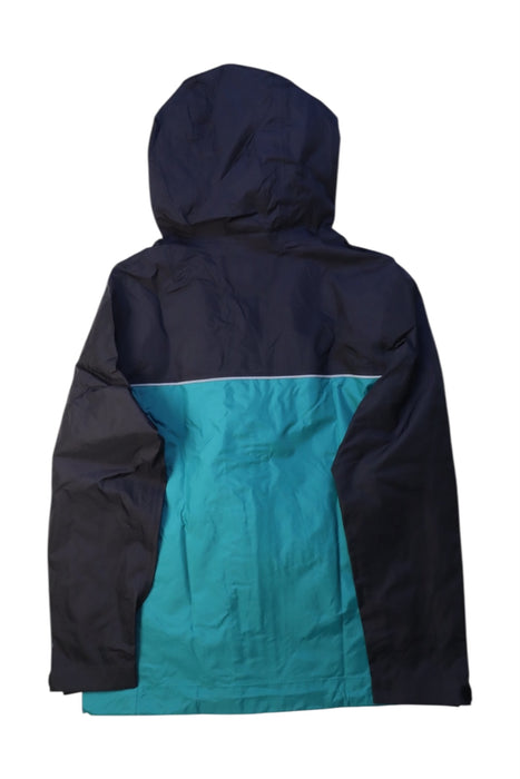 A Teal Rain Jackets from Patagonia in size 10Y for neutral. (Back View)