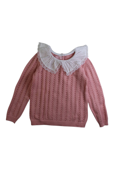 A Pink Knit Sweaters from La Coqueta in size 4T for girl. (Front View)