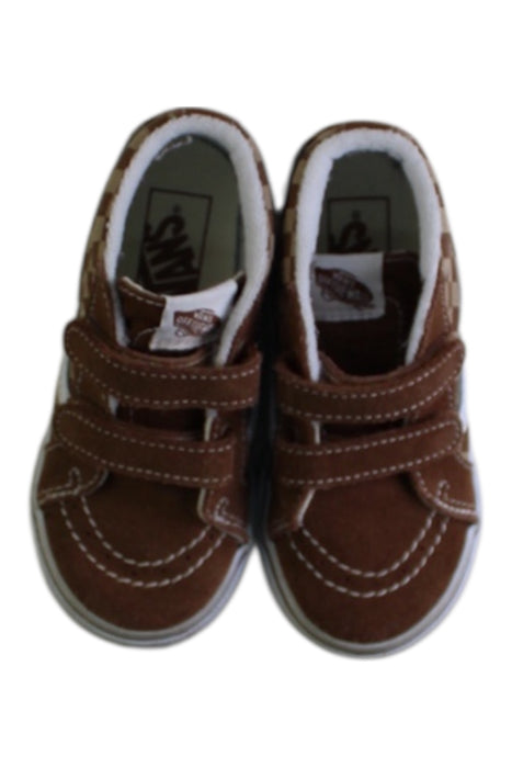 A Brown Sneakers from Vans in size 3T for boy. (Back View)