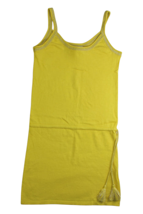 A Yellow Sleeveless Dresses from Excuse My French in size 6T for girl. (Front View)