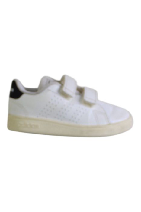 A White Sneakers from Adidas in size 12-18M for boy. (Front View)