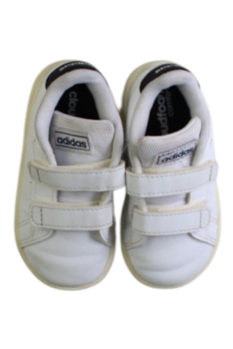 A White Sneakers from Adidas in size 12-18M for boy. (Back View)