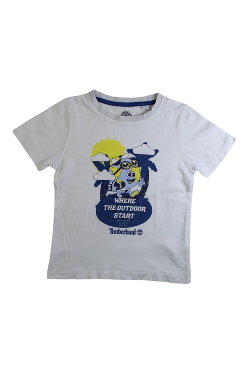 A White Short Sleeve T Shirts from Timberland in size 5T for boy. (Front View)