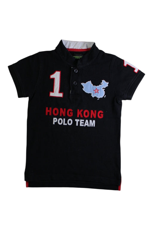 A Black Short Sleeve Polos from Shanghai Tang in size 4T for boy. (Front View)