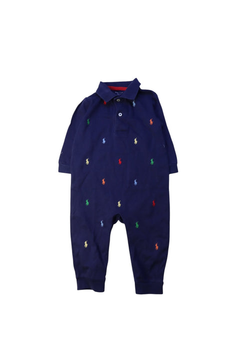 A Navy Long Sleeve Rompers from Ralph Lauren in size 6-12M for boy. (Front View)