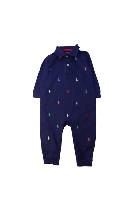 A Navy Long Sleeve Rompers from Ralph Lauren in size 6-12M for boy. (Front View)