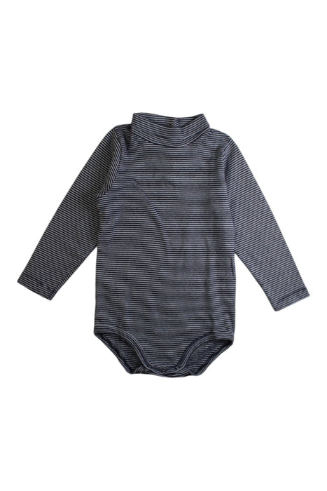 A Navy Long Sleeve Bodysuits from Petit Bateau in size 18-24M for boy. (Front View)