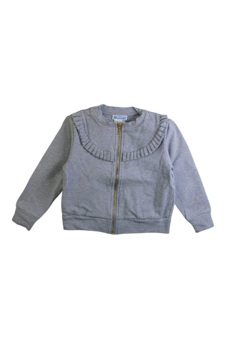 A Grey Zippered Sweatshirts from Jacadi in size 4T for girl. (Front View)