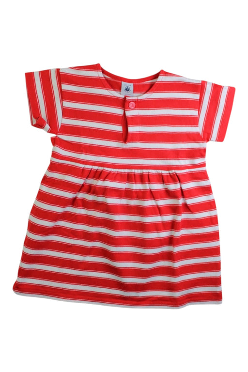 A Red Short Sleeve Dresses from Petit Bateau in size 3T for girl. (Front View)