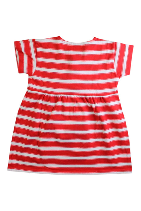 A Red Short Sleeve Dresses from Petit Bateau in size 3T for girl. (Back View)
