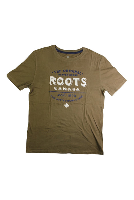 A Brown Short Sleeve T Shirts from Roots in size 11Y for boy. (Front View)
