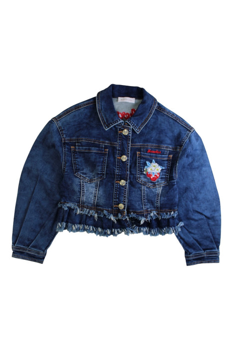 A Blue Lightweight Jackets from Monnalisa in size 10Y for girl. (Front View)