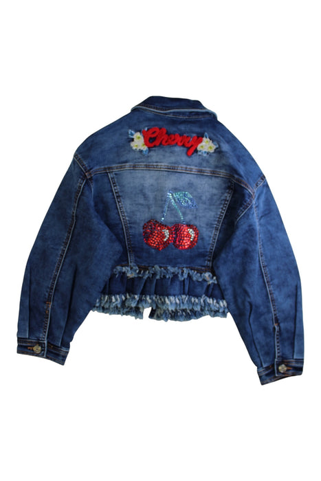 A Blue Lightweight Jackets from Monnalisa in size 10Y for girl. (Back View)