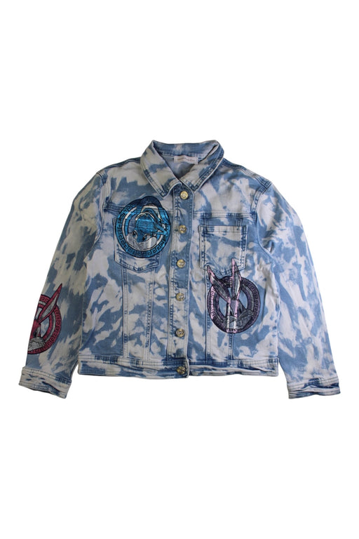 A Blue Lightweight Jackets from Monnalisa in size 10Y for girl. (Front View)